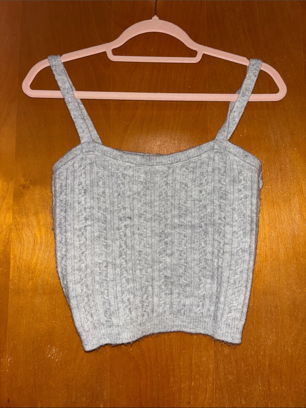 Express Light Gray Cable-Knit Cropped Camisole